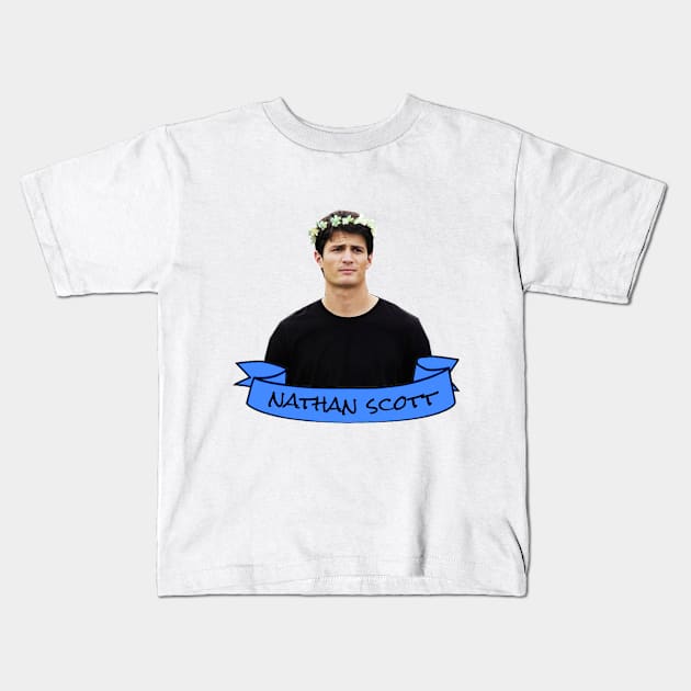 Nathan Scott Flower Crown Kids T-Shirt by lunalovebad